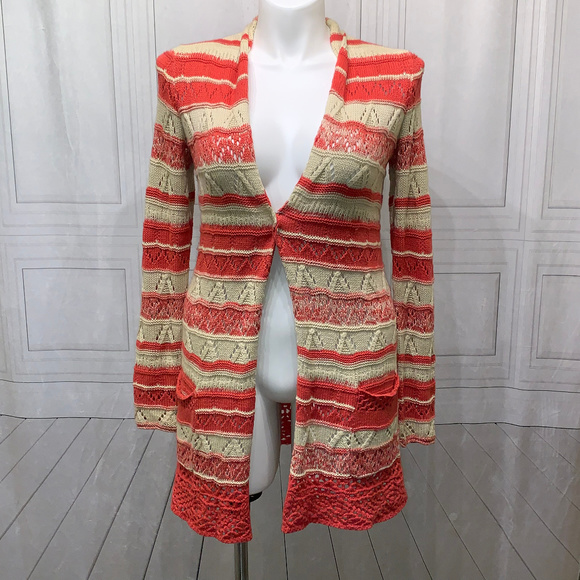 Lucky Brand Sweaters - Lucky Brand Coral Tan Cardigan Orange Small